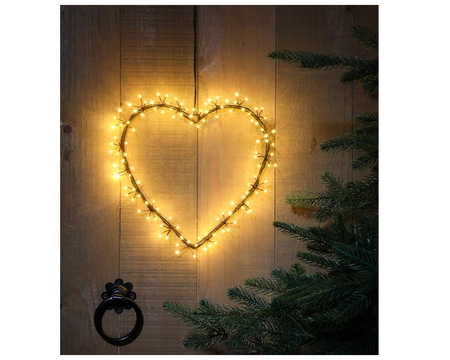 25CM WARM WHITE CLUSTER LIGHT HEART