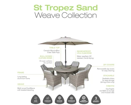 ST TROPEZ SAND DINING SUITE WITH PARASOL - image 6