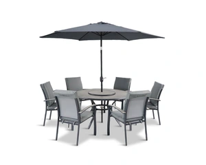 TURIN 6 SEAT DINING SUITE WITH PARASOL - image 3